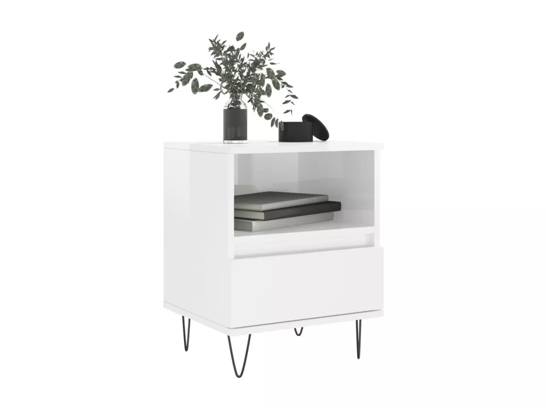 Table de chevet Blanc brillant 40x35x50 cm Bois d’ingénierie