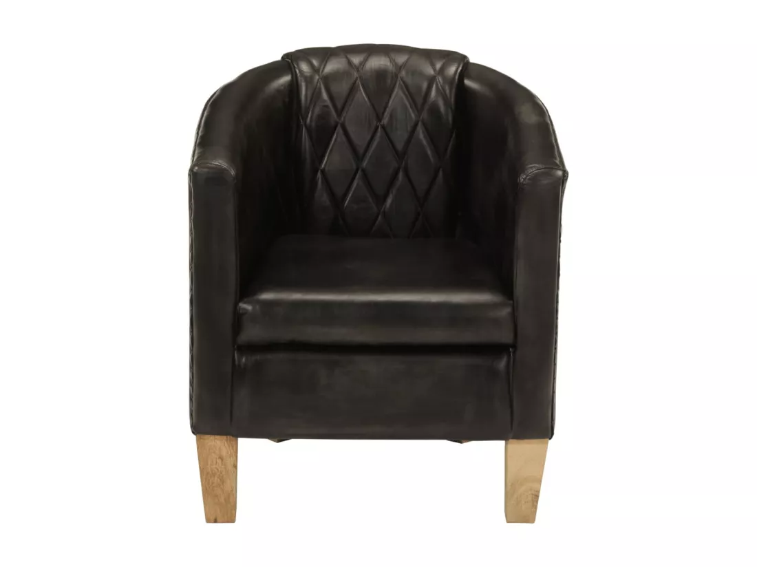 Chaise cabriolet gris cuir véritable