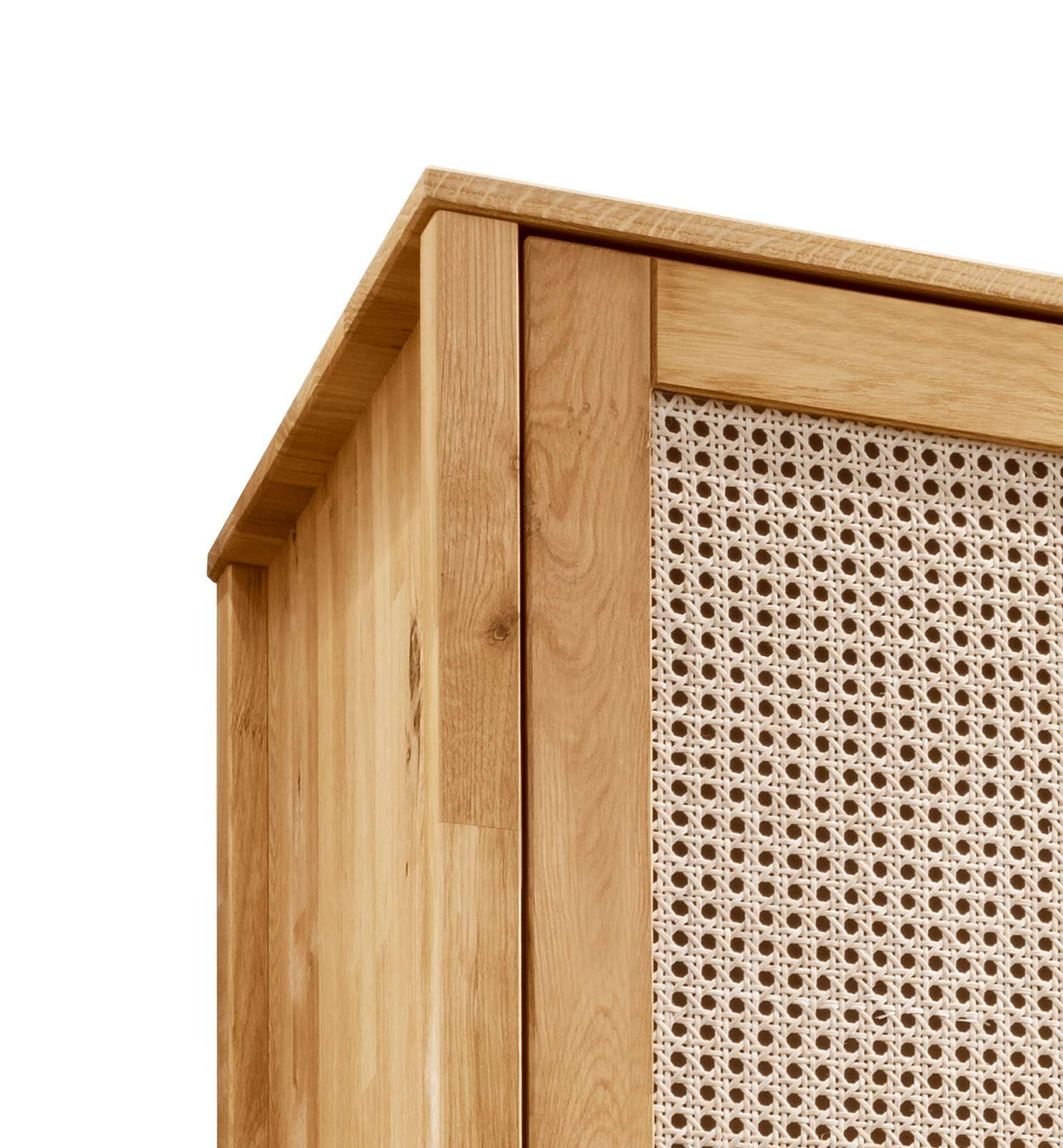 Home affaire Drehtürenschrank »Hällevik, Kleiderschrank, Aufbewahrung, Stauraum, Soft-Close-Funktion« Türfronten mit Wiener Geflecht, FSC® Zertifizierte massive Eiche