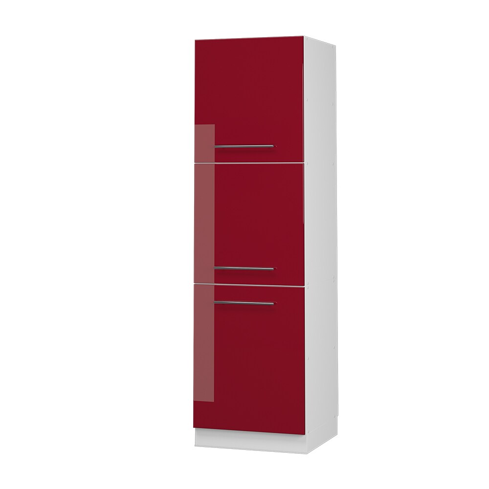 Vicco Herdumbauschrank Küchenschrank Küchenmöbel Fame-Line Weiß Bordeaux Rot 60 cm modern Hochglanz Küche Einbauküche Blende Herdschrank Hochschrank Küchenzeile Drehtür Einlegeboden