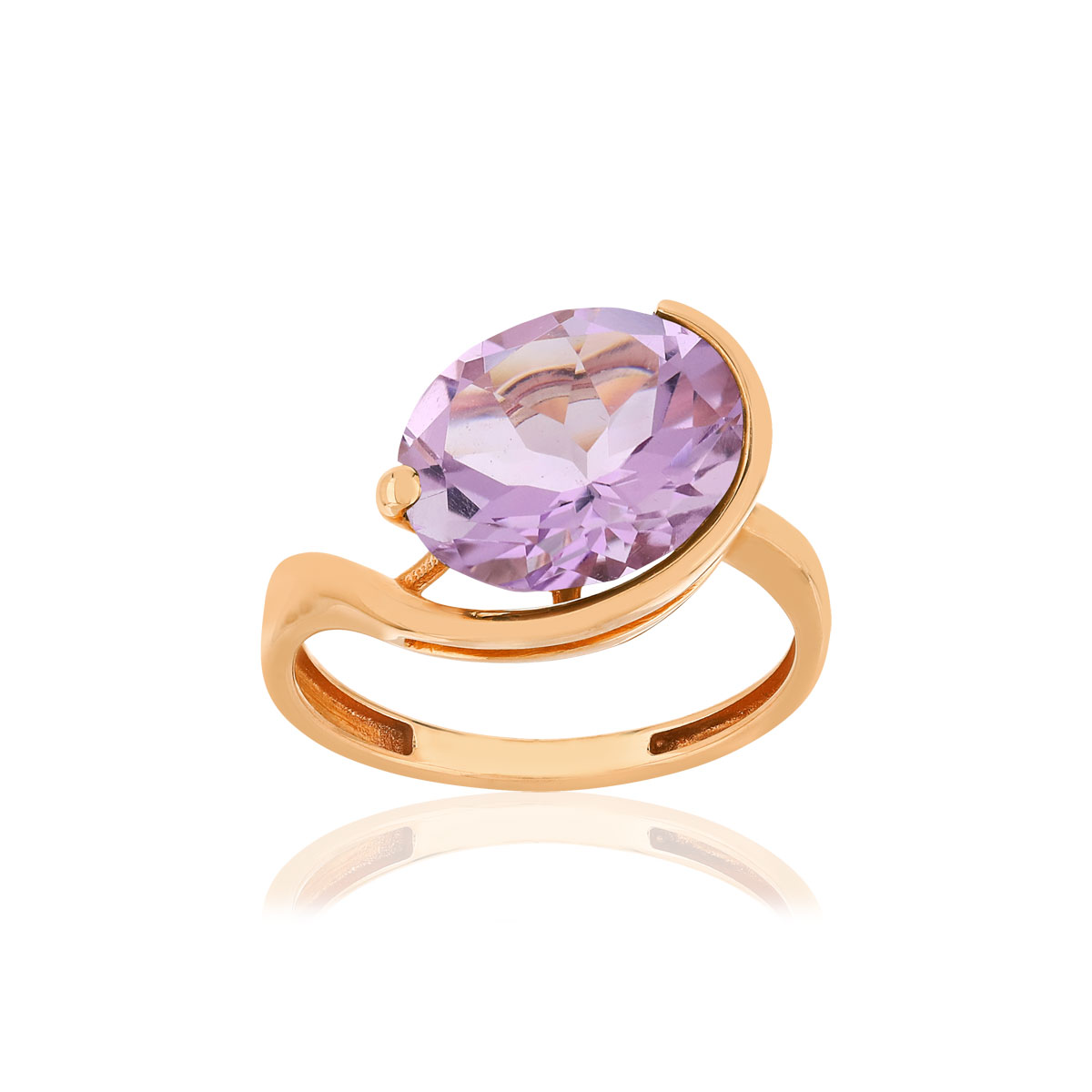Bague or rose 750, 1 améthyste de 3,26 carats.