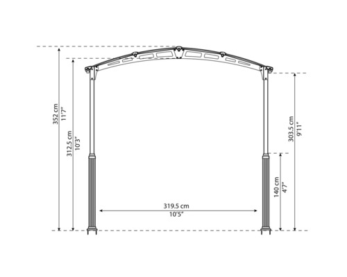 Enkele carport, carport voor camper CANOPIA van Palram Alpine 4300 in hoogte verstelbaar 359 x 435 cm antraciet