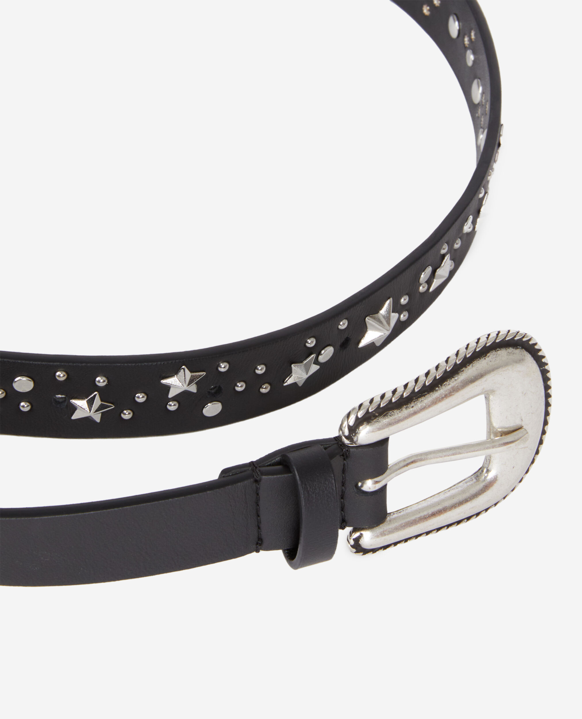 Ceinture en cuir noir avec étoiles