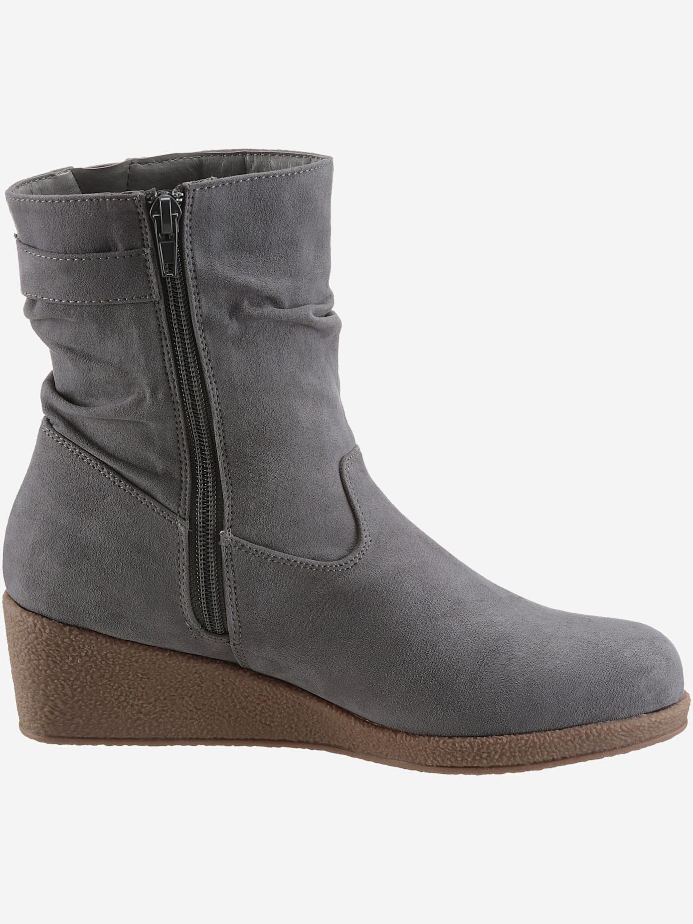 Bottines compensées classiques, textile doux, imitation cuir velours