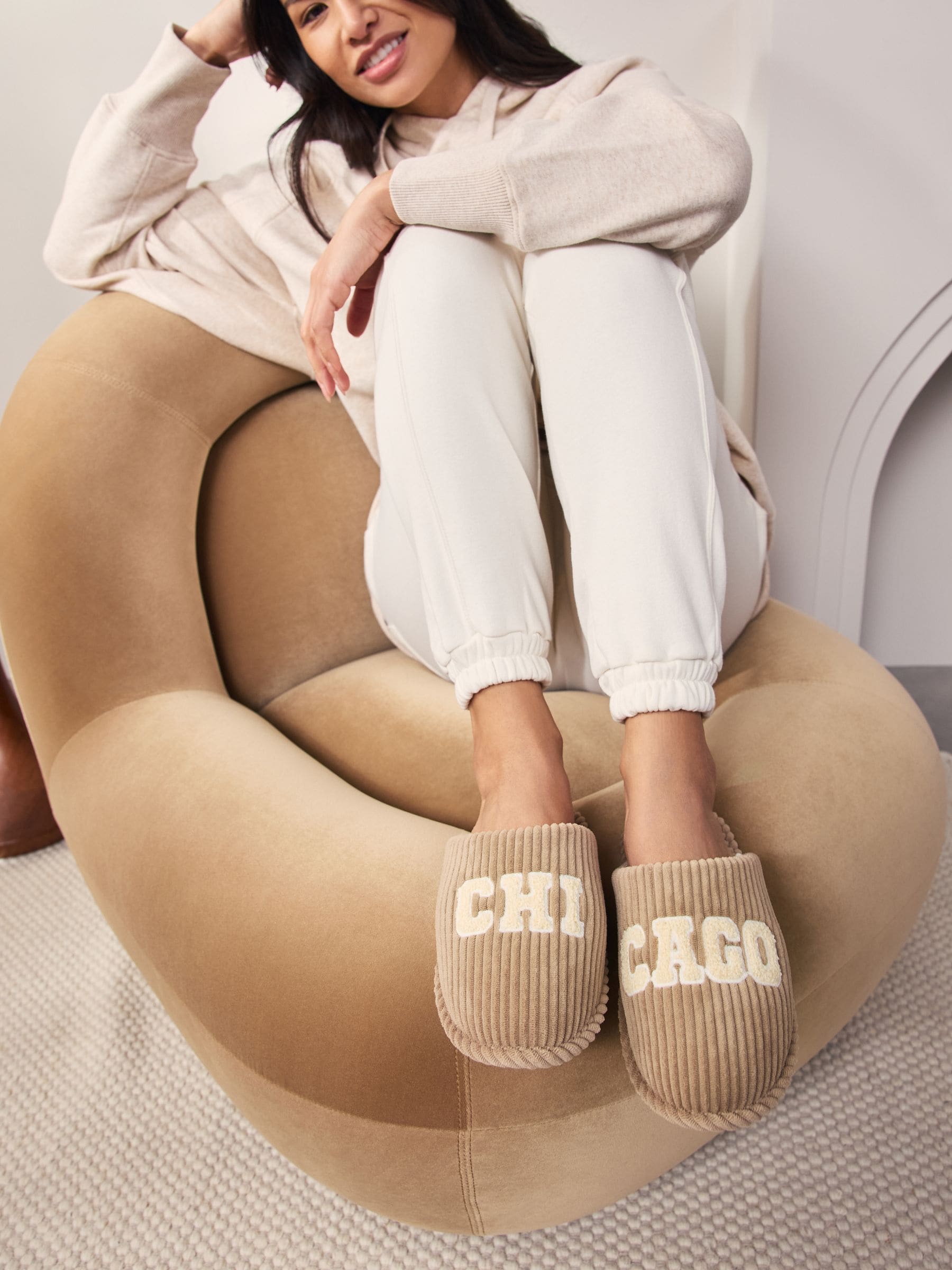 Camel Chicago - Cord Slogan Mule Slippers