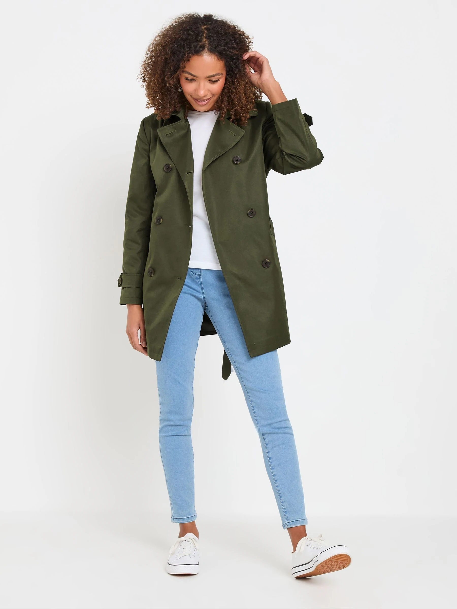 Groen - M&Co Short Dipped Back Trench Coat