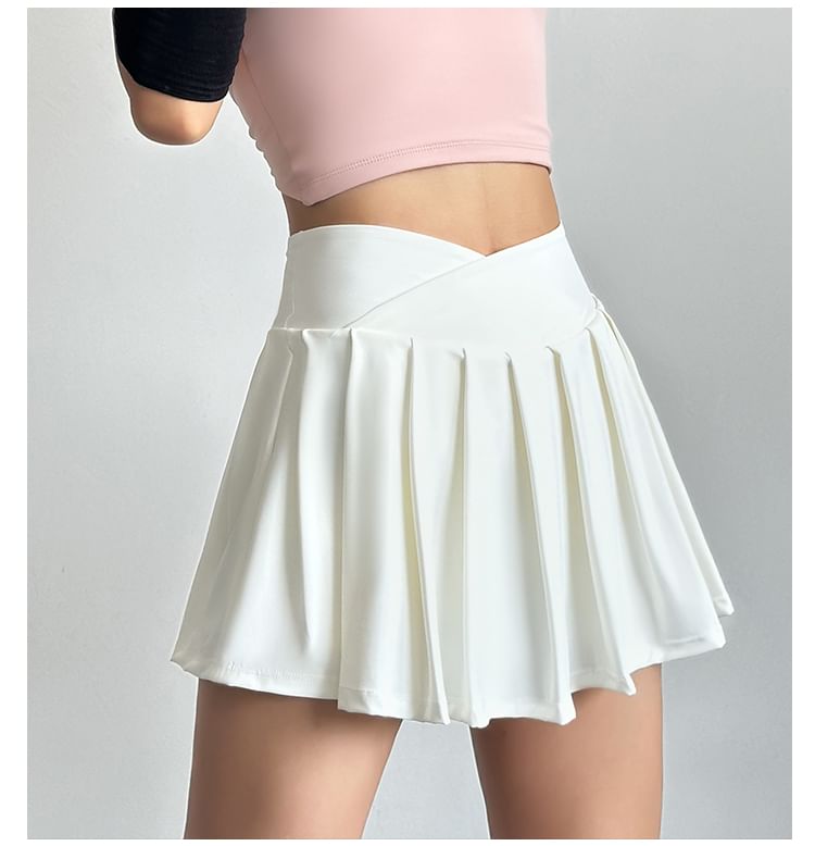 Engiko - Hoge taille sport effen geplooide skorts