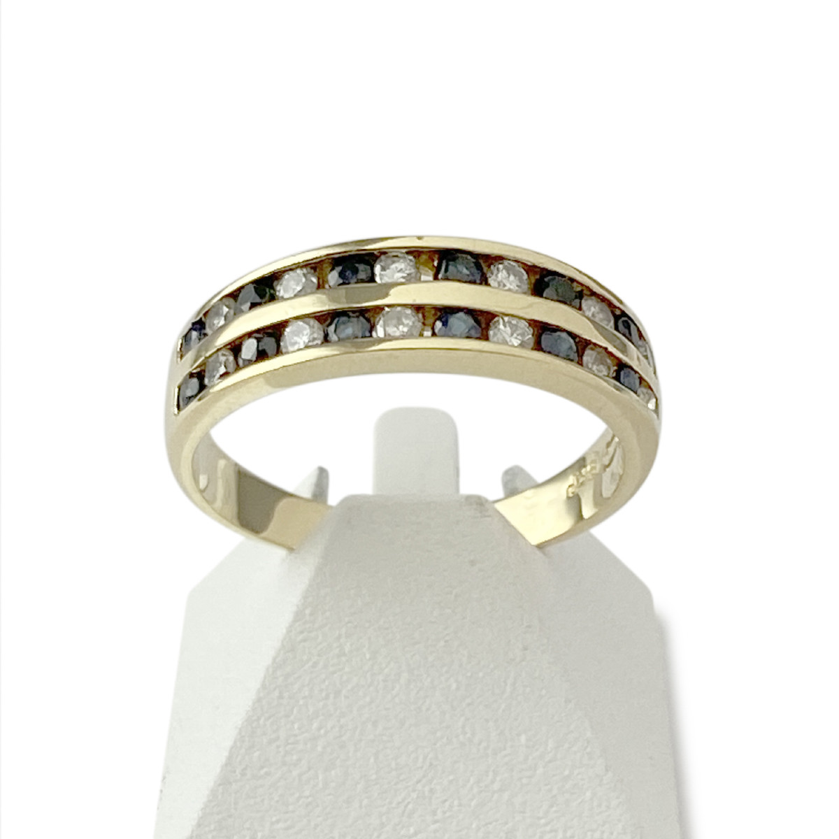 Bague d'occasion or 750 jaune saphirs diamants