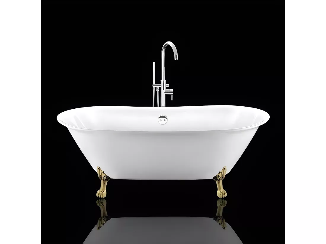 Baignoire ancienne rétro sur pieds SURRY HILLS Blanche 165 cm Pieds de Lion Dorés