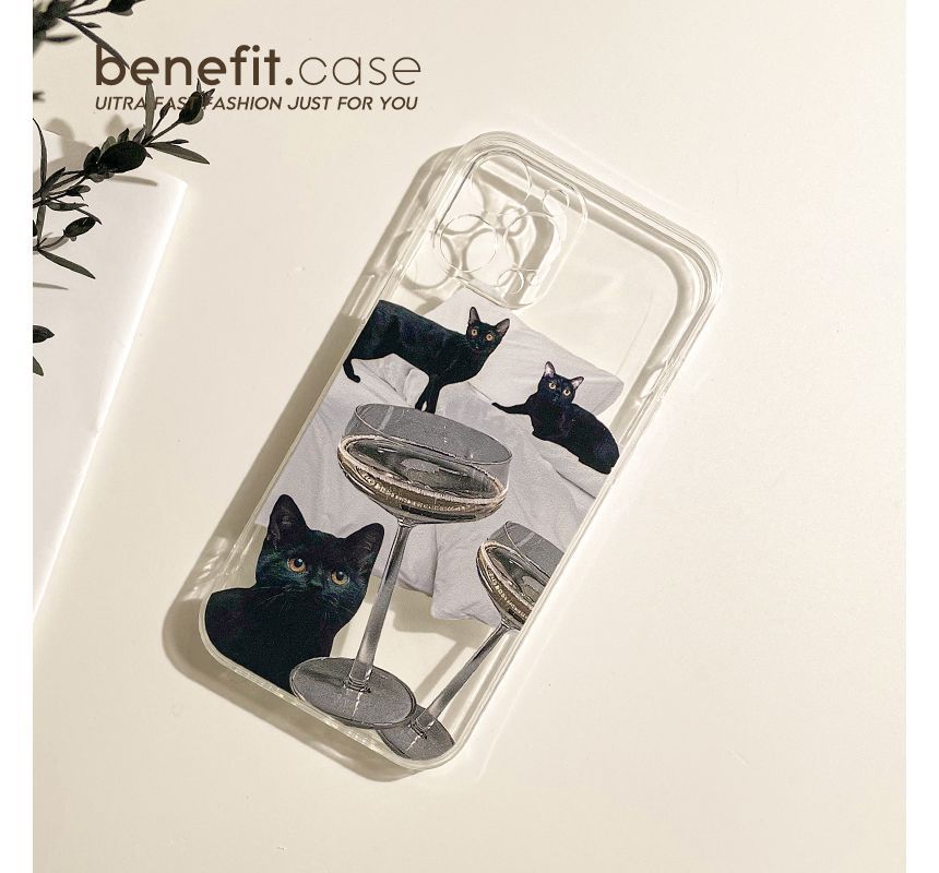 Mobby - Transparante telefoonhoes met kat - iPhone 13 Pro Max / 13 Pro / 13 / 13 mini / 12 Pro Max / 12 Pro / 12 / 12 mini / 11 Pro Max / 11 Pro / 11 / SE / XS Max / XS / XR / X / SE 2 / 8 / 8 Plus / 7 / 7 Plus / 6 / 6 Plus