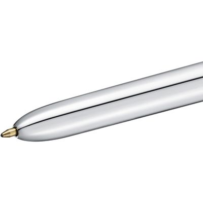 BIC 4 Couleurs Shine - Stylo à bille 4 couleurs - corps argent