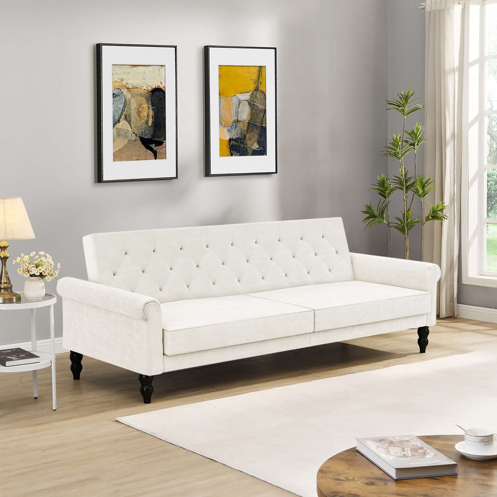 Dorel Home 3-Sitzer »Tyne« Schlafsofa 222 cm, Bettfunktion (110/190cm), pflegeleichter Velours