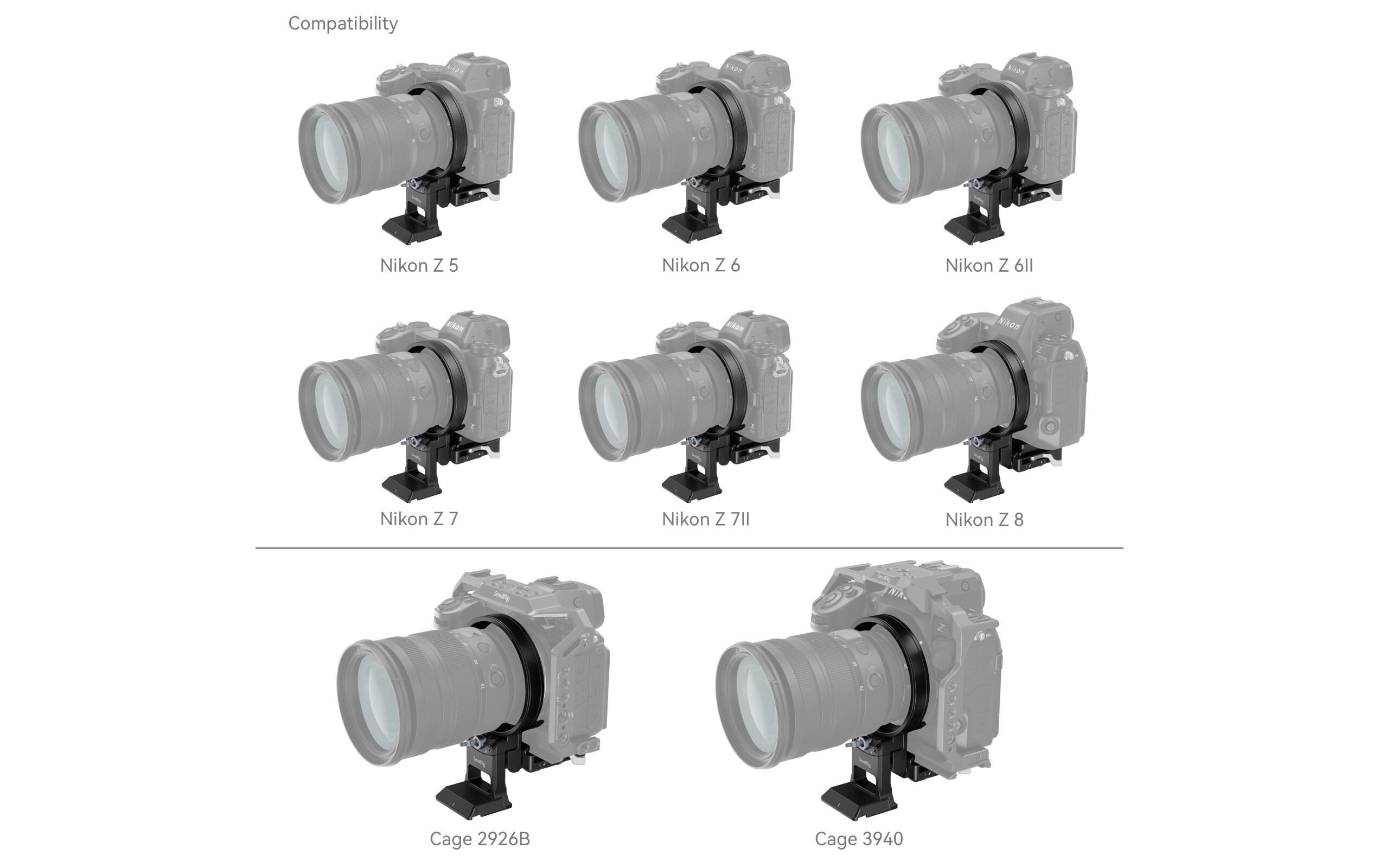 Montageplatte Nikon Z Series Kit DrehbarDrehbare Montageplatte für schnellen Wechsel zwischen horizontalem und vertikalem Modus