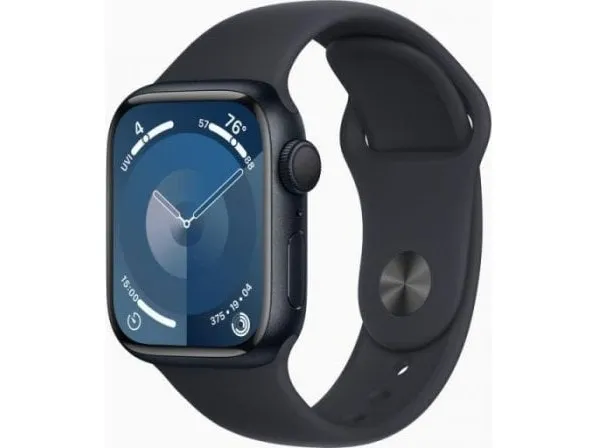 [OUTLET] - Apple Watch Series 9 (GPS) - 41 mm - midnatsaluminium - smart ur med sportsbånd - fluoroelastomer - midnat - båndstørrelse: M/L - 64 GB - Wi-Fi, UWB, Bluetooth - 31.9 g