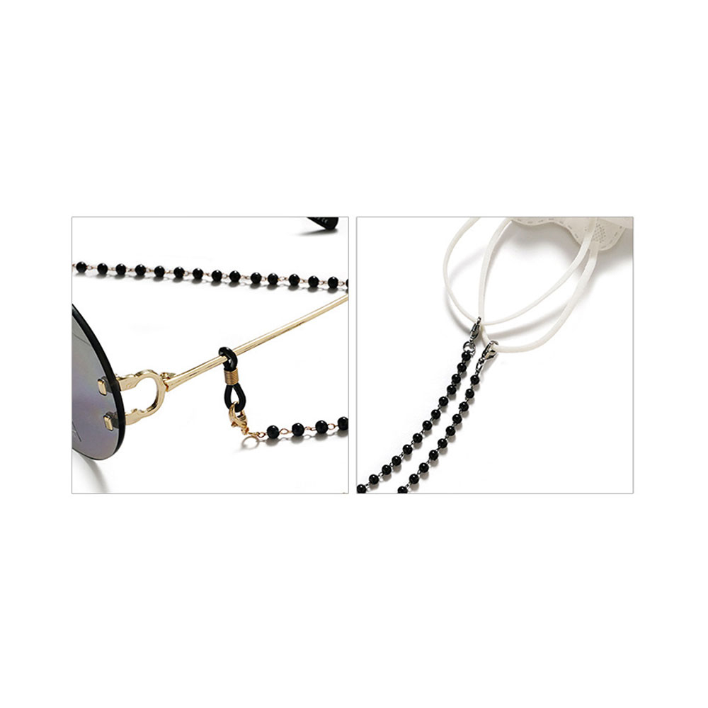 (70cm) Eyewear Halter Brillenkette Sonnenbrillenband Perlen - Gold / Weiss
