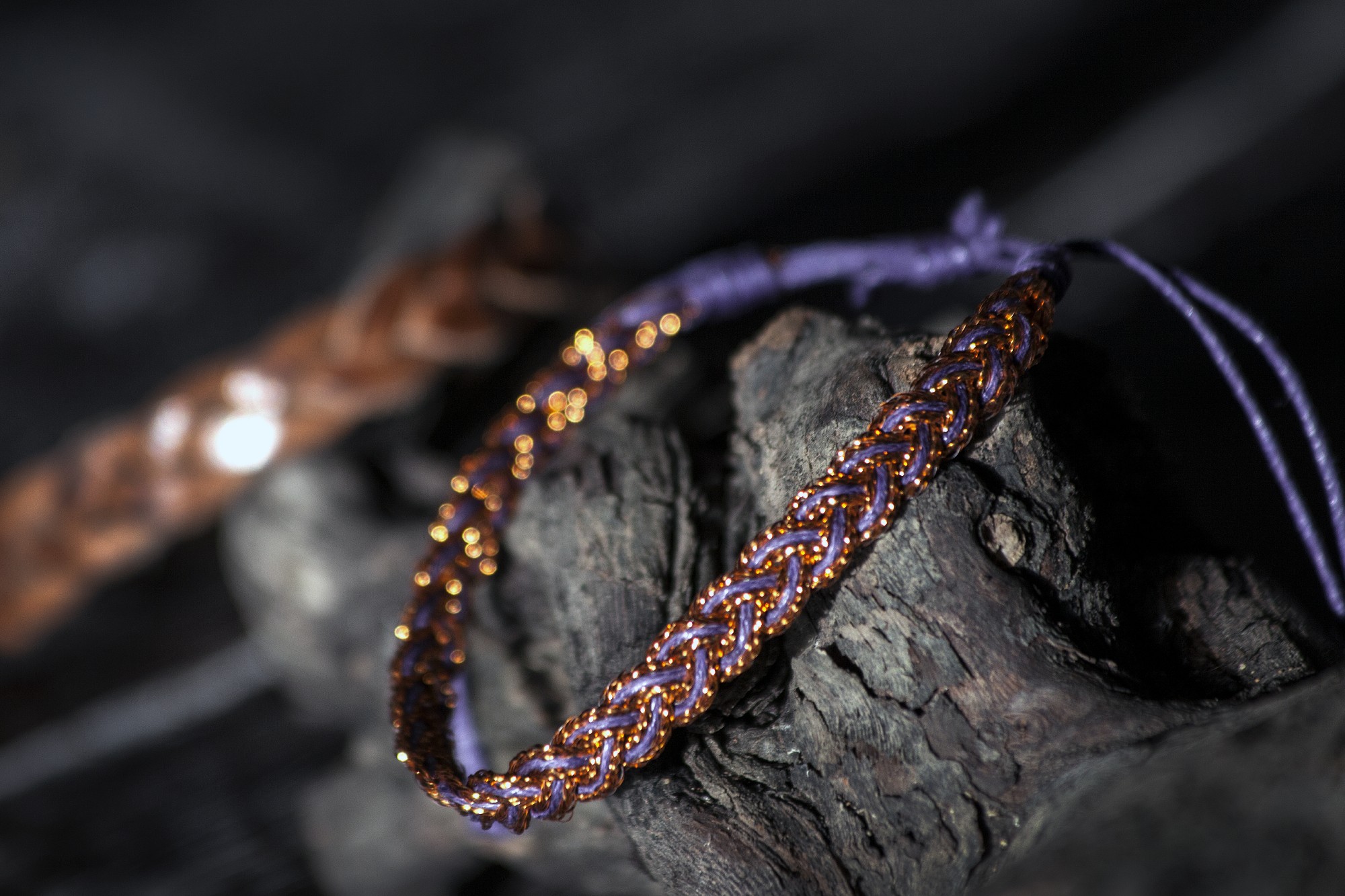 Armband geflochten, bronze, lila, Ø 10 cm günstig bestellen