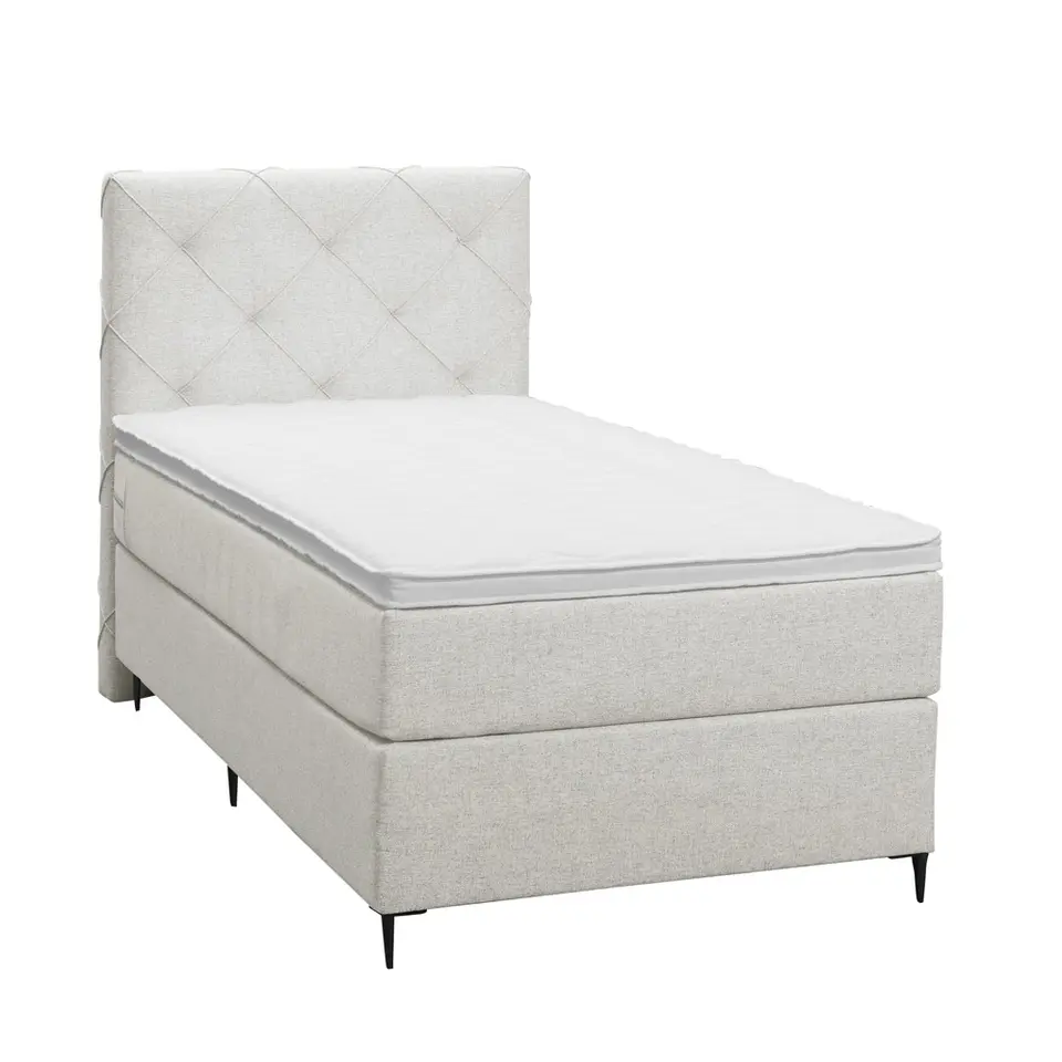 Boxspring Liv geruit - ecru - 90x200 cm - slanke poot