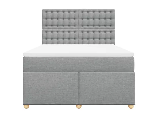 Sommier à lattes de lit avec matelas Gris clair 140x190cm Tissu