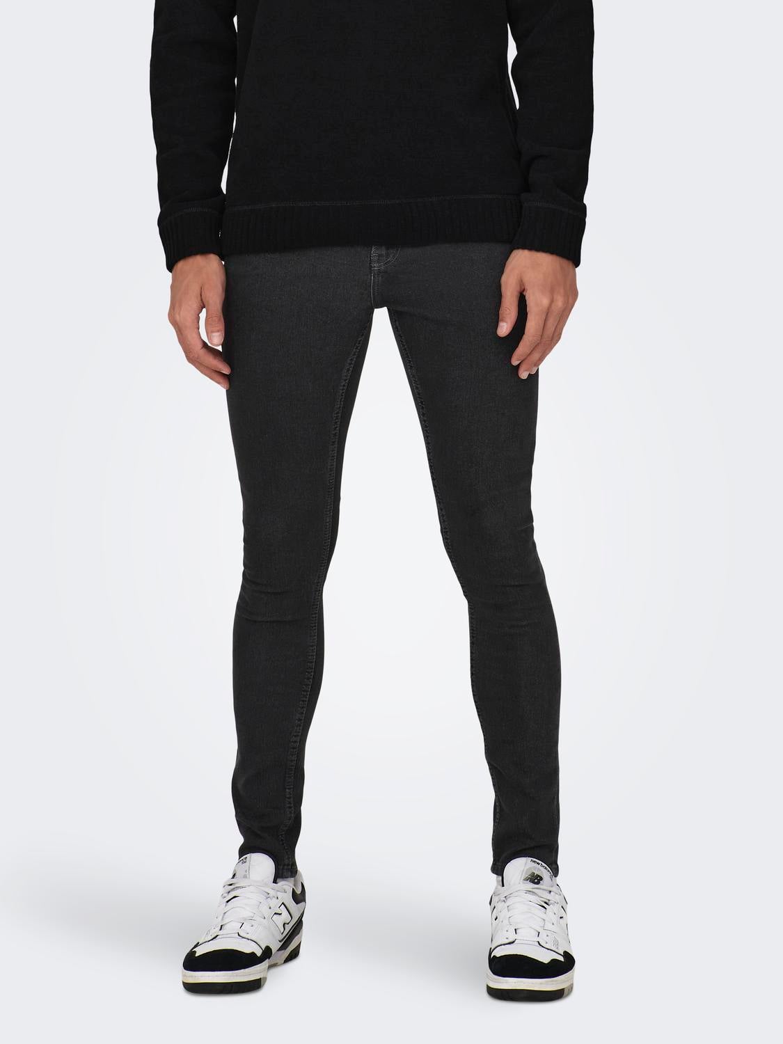 ONSFLY Mittlere Taille Spray on Fit Jeans Grey Denim