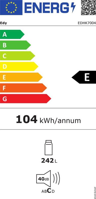 EDY - EDHK7004 - Koelkast - Wit - 242 Liter - Energieklasse E