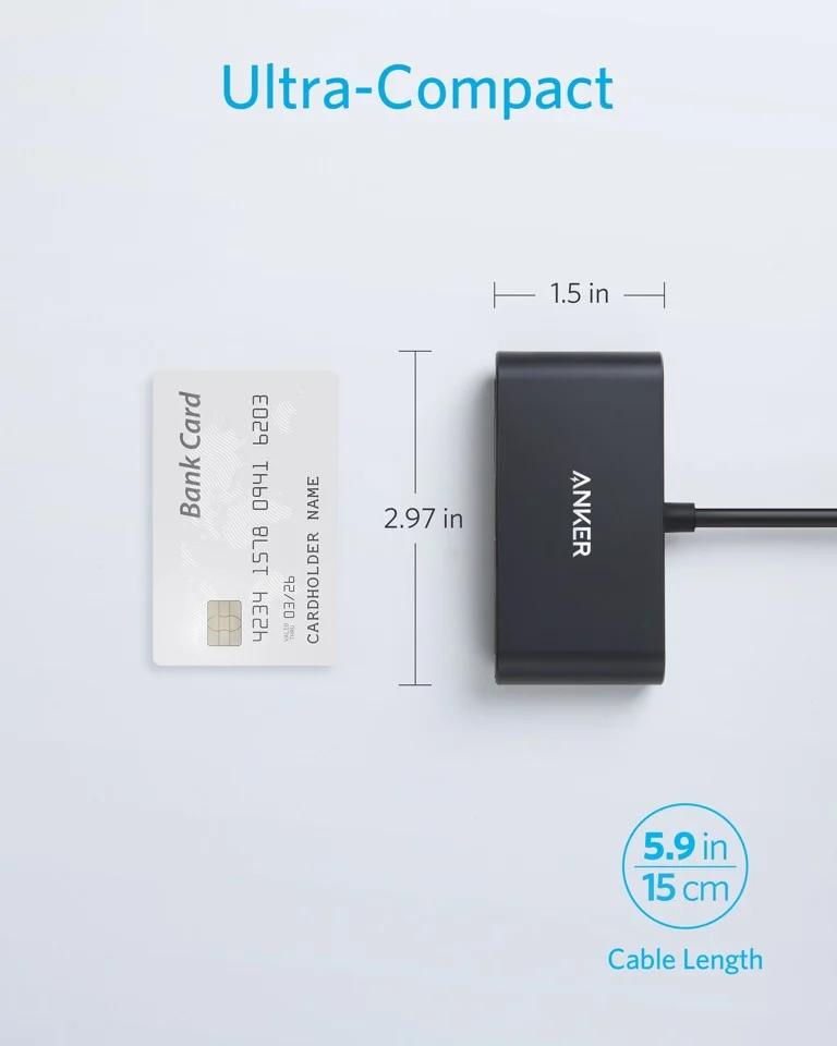 Anker - PowerExpand 3-i-1 USB-C PD Hub - Grå