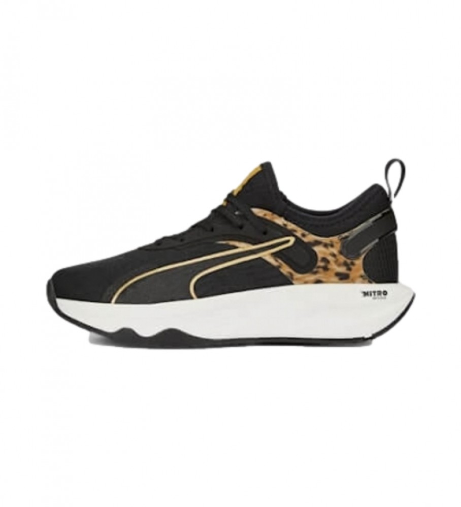 Tênis Puma PWR XX Nitro Safari Glam preto com estampa animal