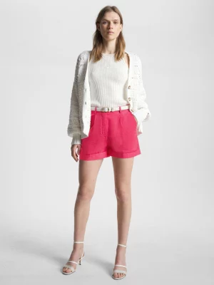 Shorts de sarja plissados e descontraídos