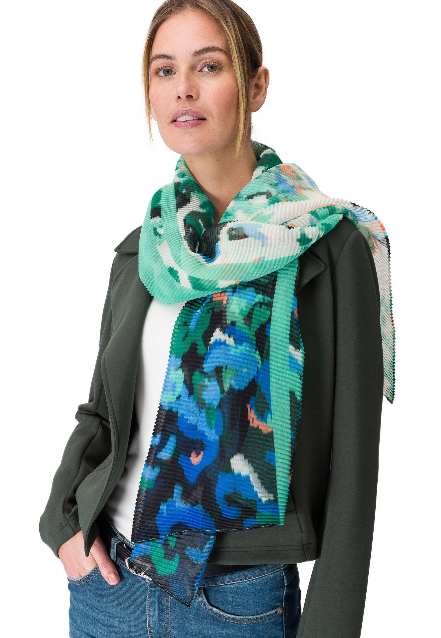 zero| Damen Plisséeschal mit Print