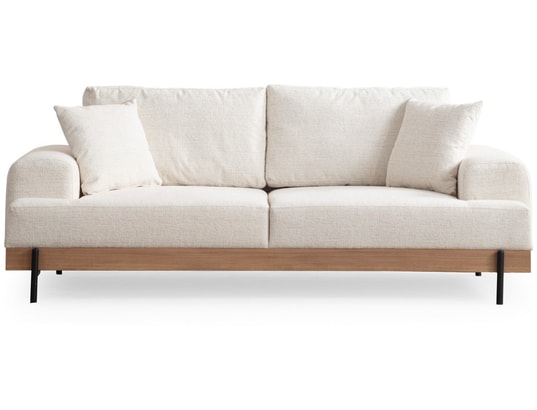 CONCEPT1 - Canapé tissu Eti Oak 3 places blanc 220 x 98 x h78
