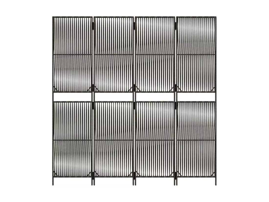 Cloison de séparation 4 panneaux gris résine tressée