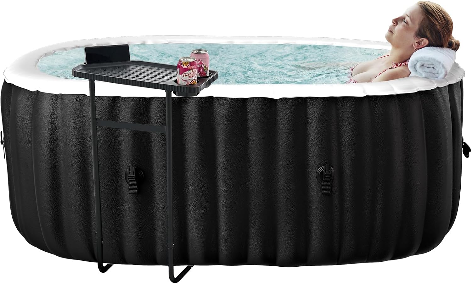 Aufblasbarer Whirlpool für 1-2 Personen | Ovales, portables Spa mit 100 Luftdüsen | Inkl. Heizpumpe, Filter & Isolierabdeckung | 190L x 120B x 63H cm
