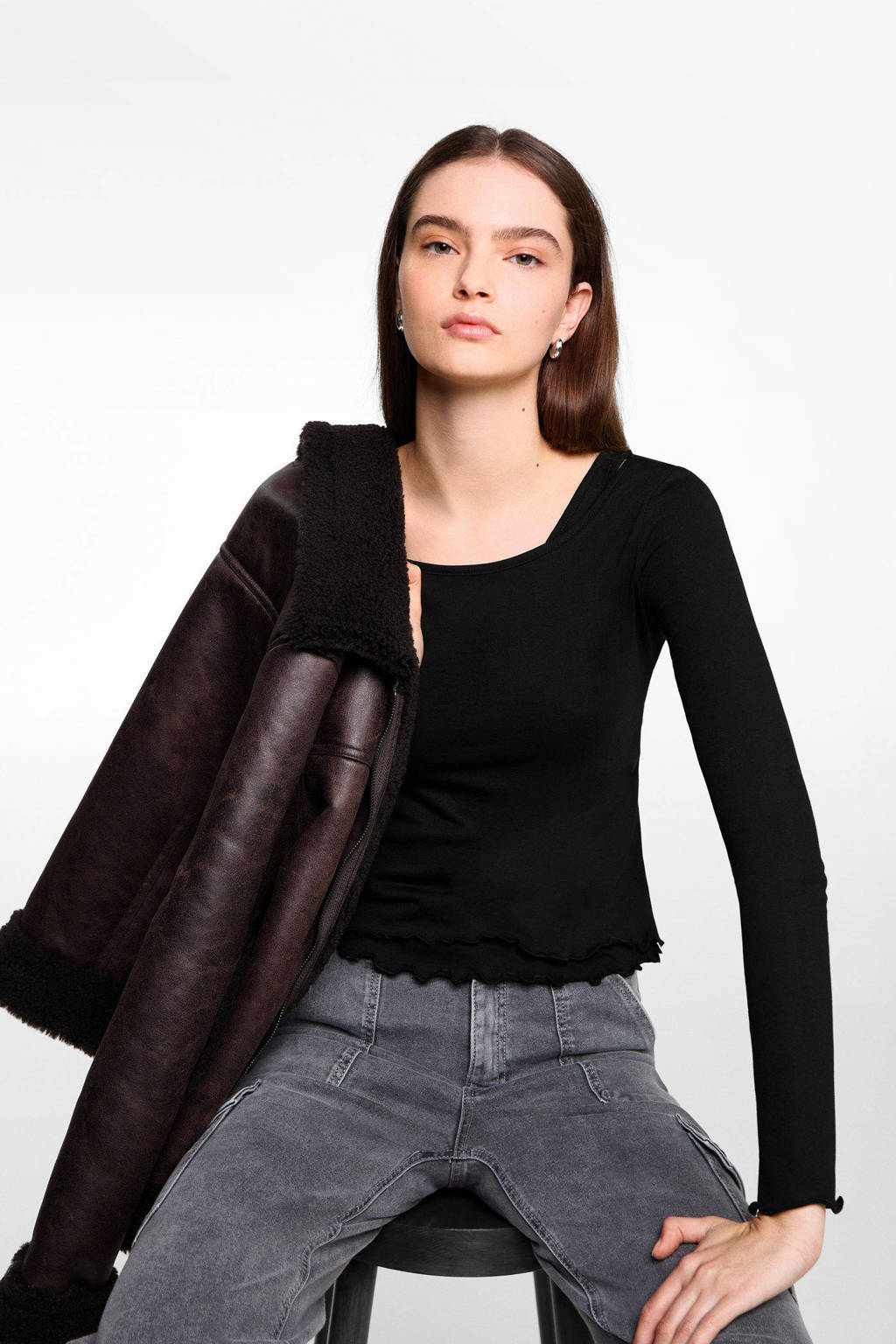 MANGO TEEN longsleeve zwart