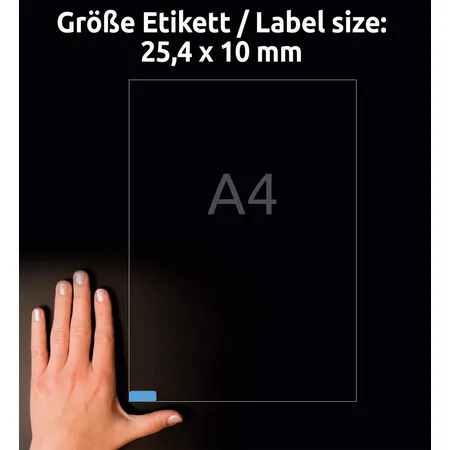 Avery Zweckform L6048-20 Farbige Etiketten,A4 25,4 x 10 mm, 20 Bogen/3.780 Etiketten, blau