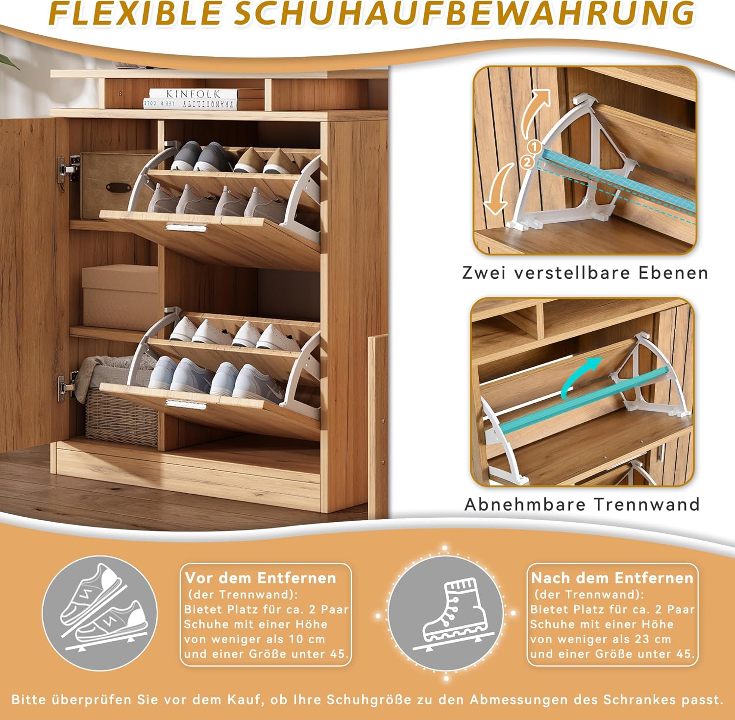 Merax Flurgarderobe Garderobenschrank Flur, Wandgarderobe Garderobenset mit Schuhbank und Schuhschrank, 1 Spiegel, 4 Haken, 5 Türen, Naturholzfarbe, 140×35×133 cm