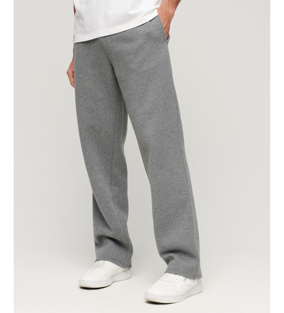 Calça jogger reta de algodão orgânico Superdry com logo vintage cinza