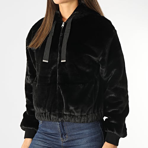 Veste Zippée Capuche Femme Crop Edwina Noir