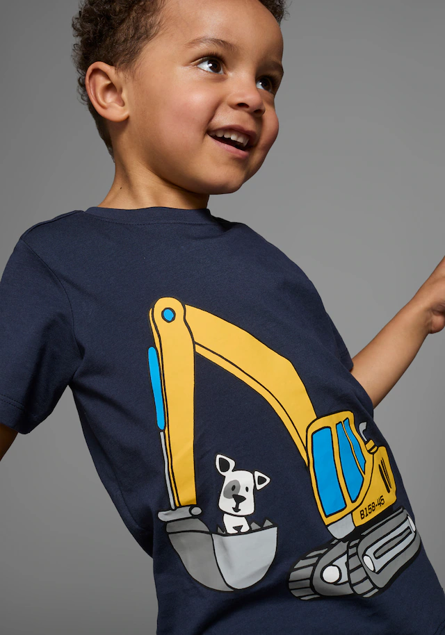 KIDSWORLD T-Shirt Kurzarm,  Basic-Passform,  mit stylischem Druck,  mit Rippbündchen