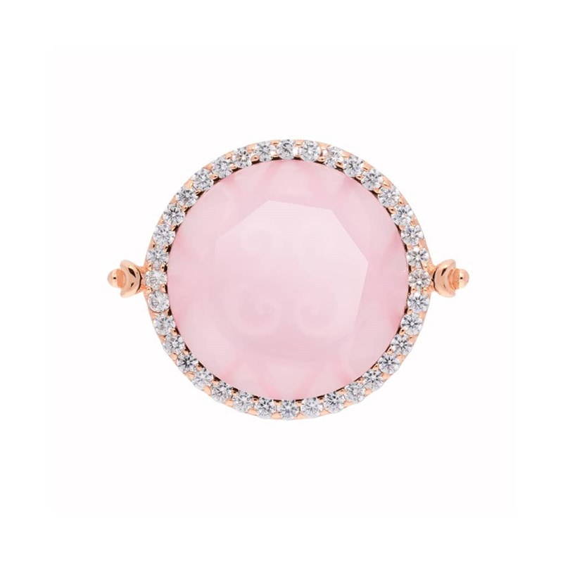 Bague Disque Argent Rose Disque Rose