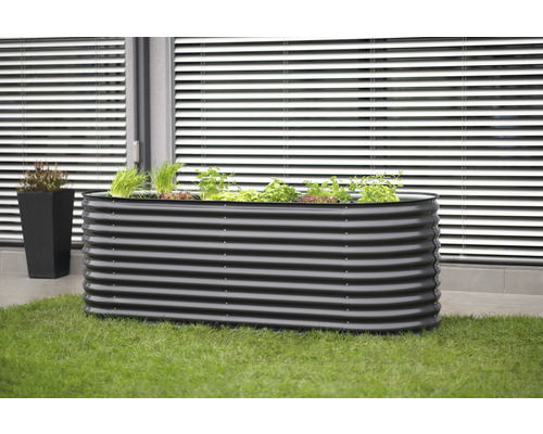 Klassieke ovale verhoogde tuinbak WESTMANN 240 x 80 x 82 cm grijs