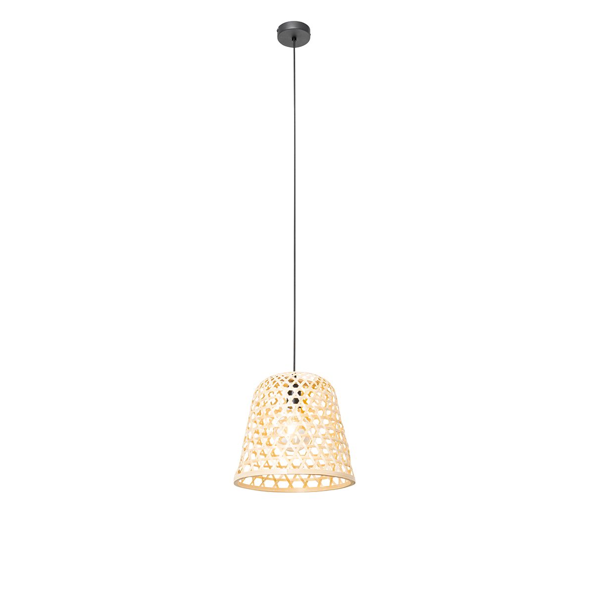 Oosterse hanglamp zwart met bamboe - Rayan