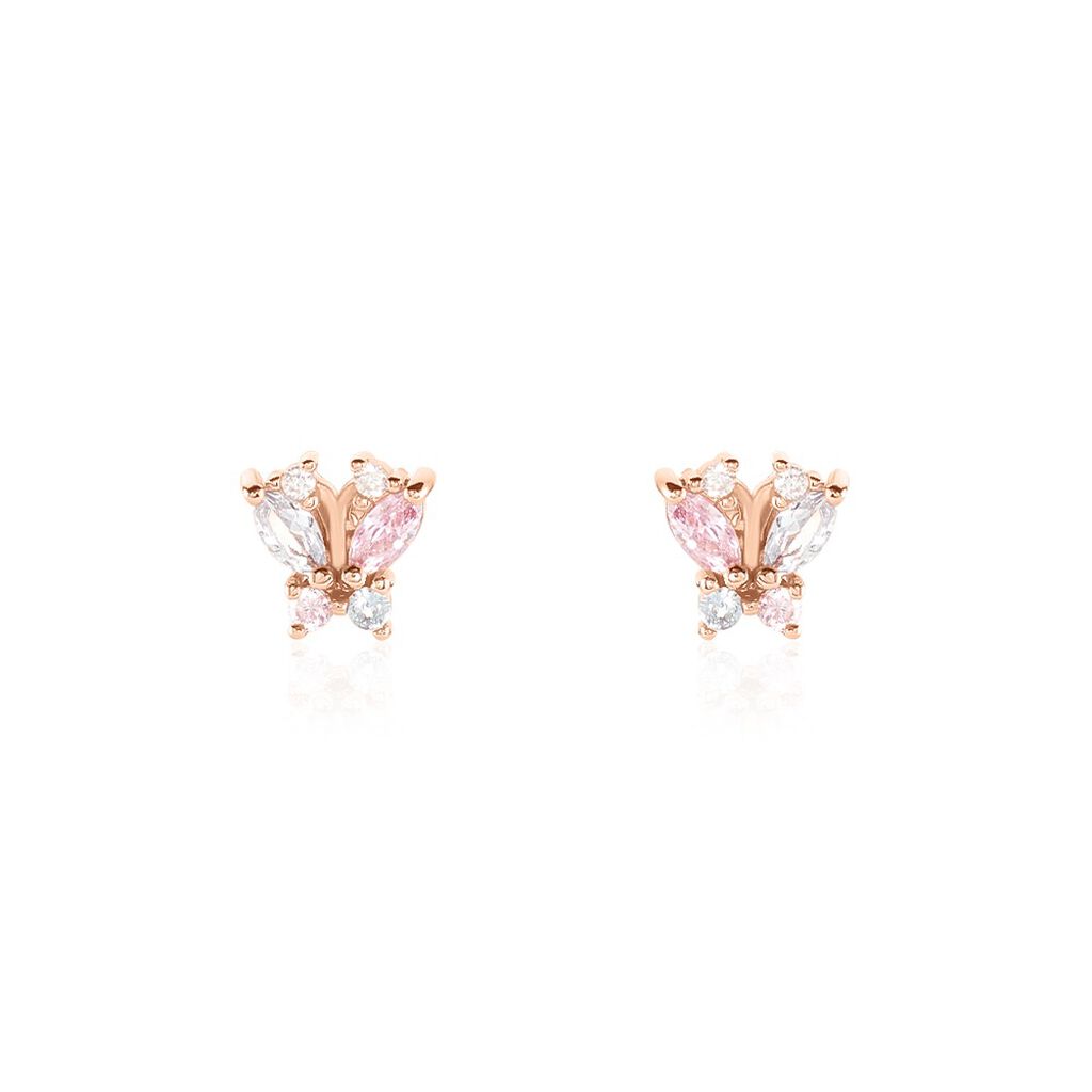 Boucles D'oreilles Puces Callisto Argent Rose Oxyde De Zirconium