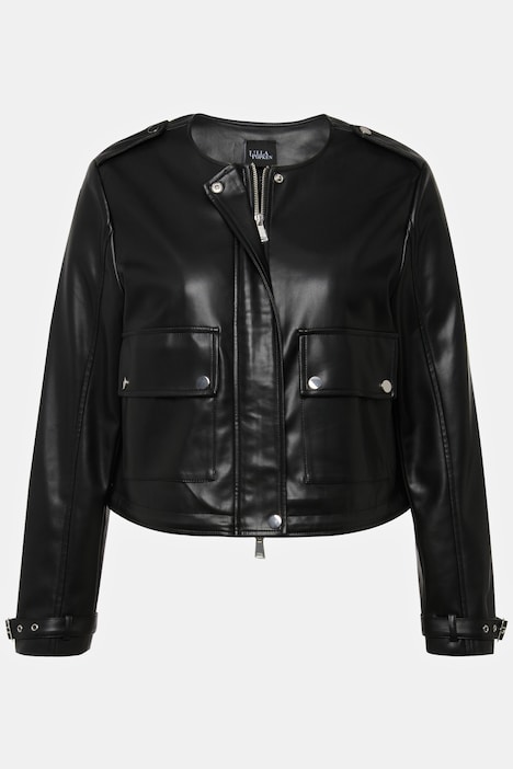 Jacke, Lederoptik, 2-Wege-Zipper, Schulterklappen