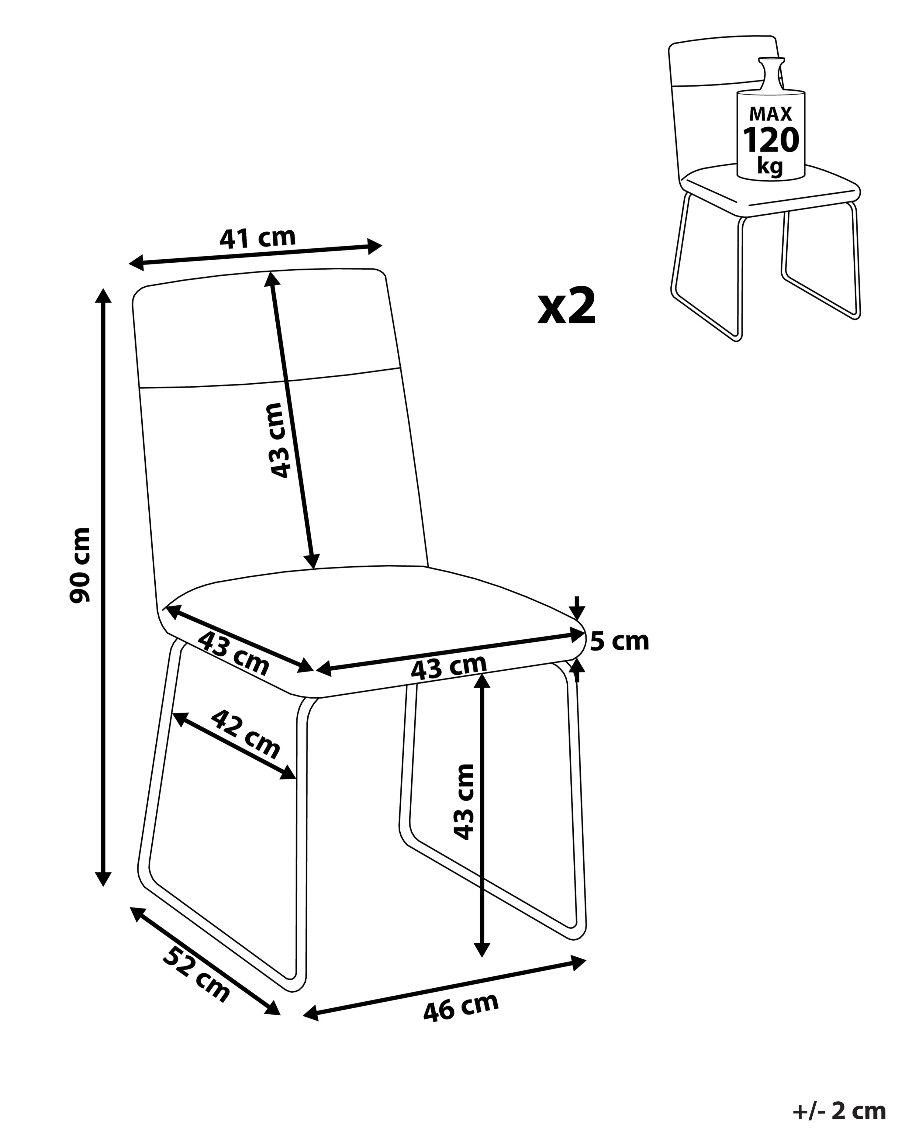 Set van 2 eetkamerstoelen NEVADA Stof Donkergrijs