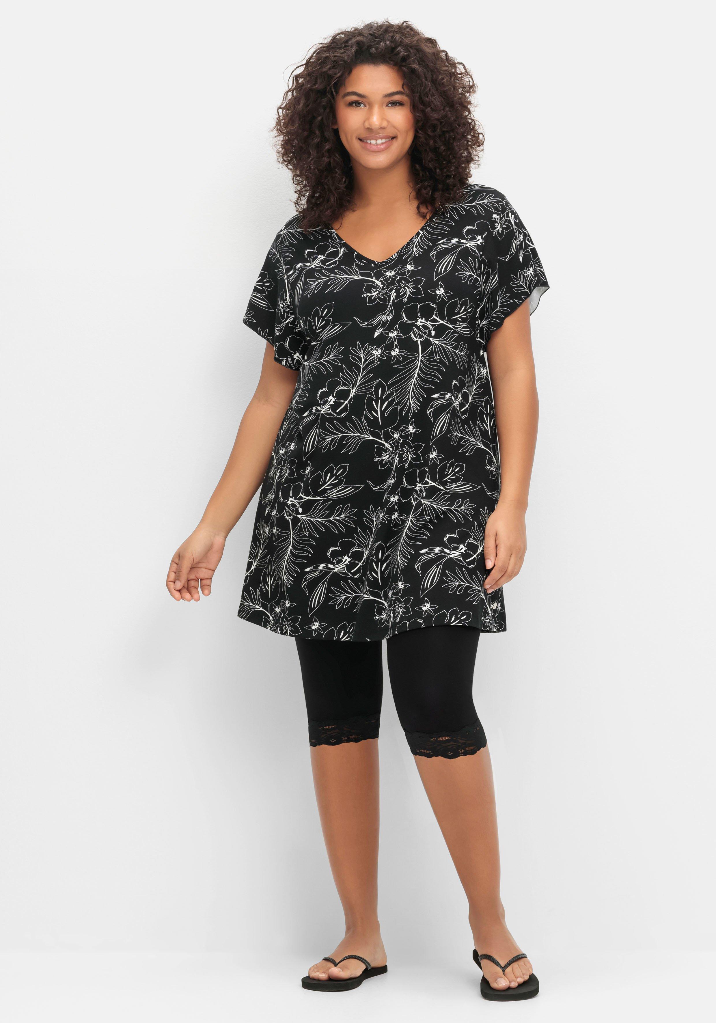 Set aus floralem Jerseyshirt und 3/4-Leggings