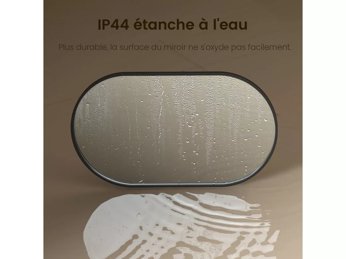 EMKE Miroir mural 45 × 60 cm Miroir ovale avec cadre noir, Miroir non lumineux salle de bain