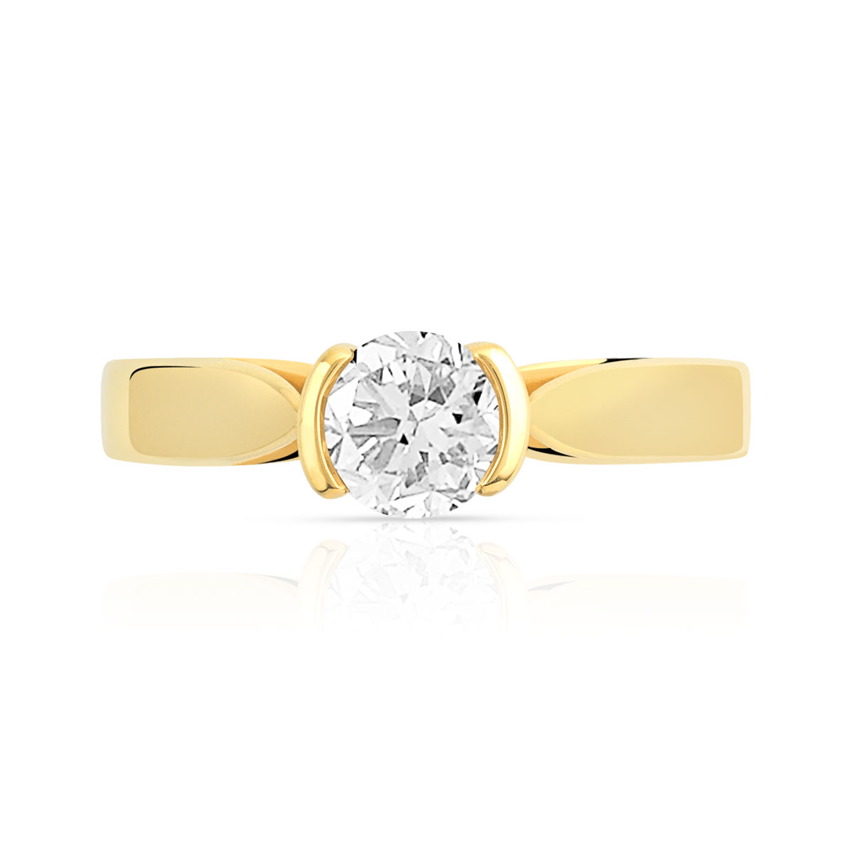 Solitaire or 750 diamant 0.50 carat H/P1