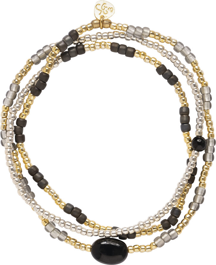 A Beautiful Story Energetic Black Onyx Bracelet GC Gold