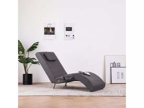 Prolenta Premium - Chaise longue de massage avec oreiller gris similicuir
