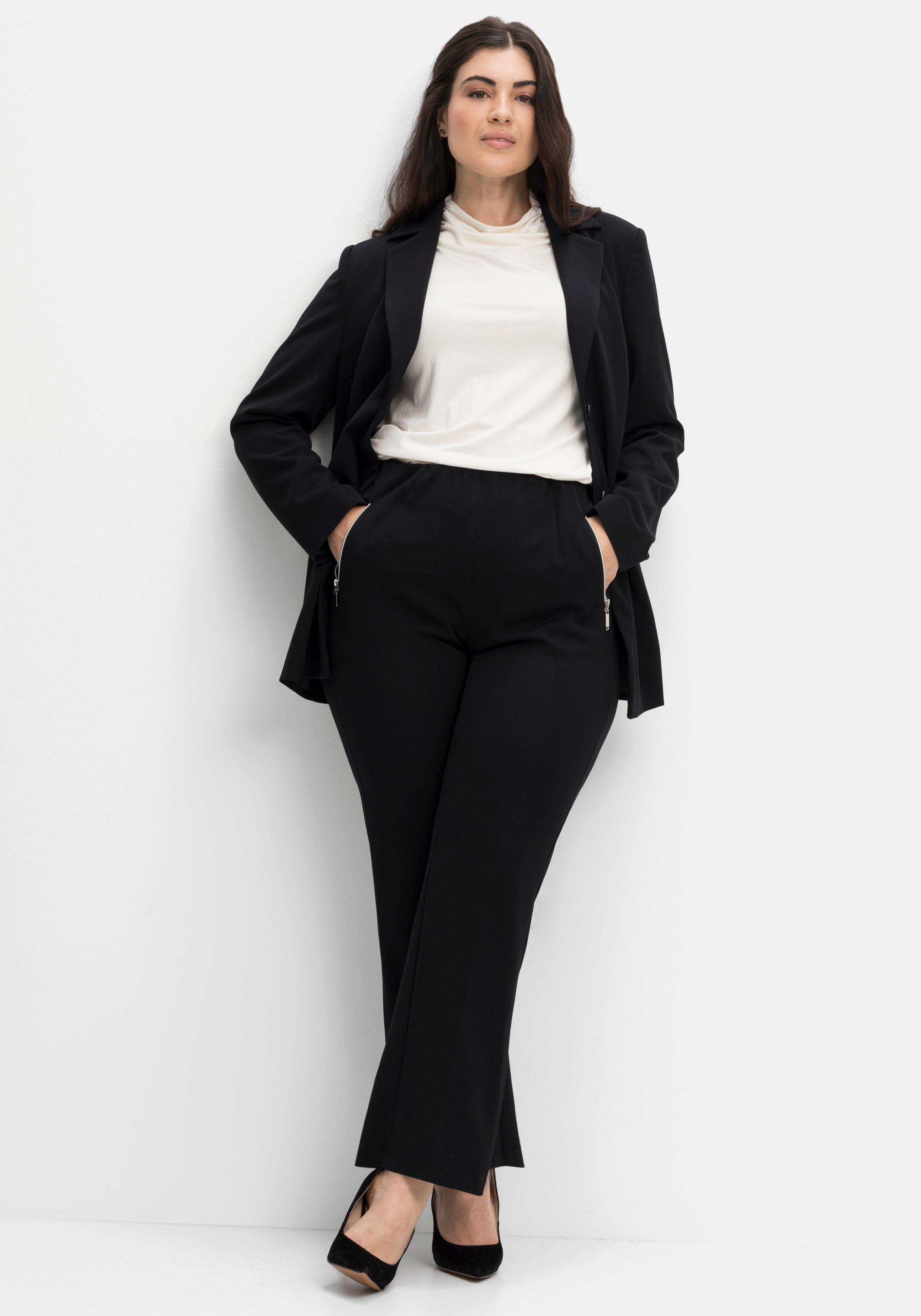 Schlupfhose mit Bügelfalten und Deko-Zipper