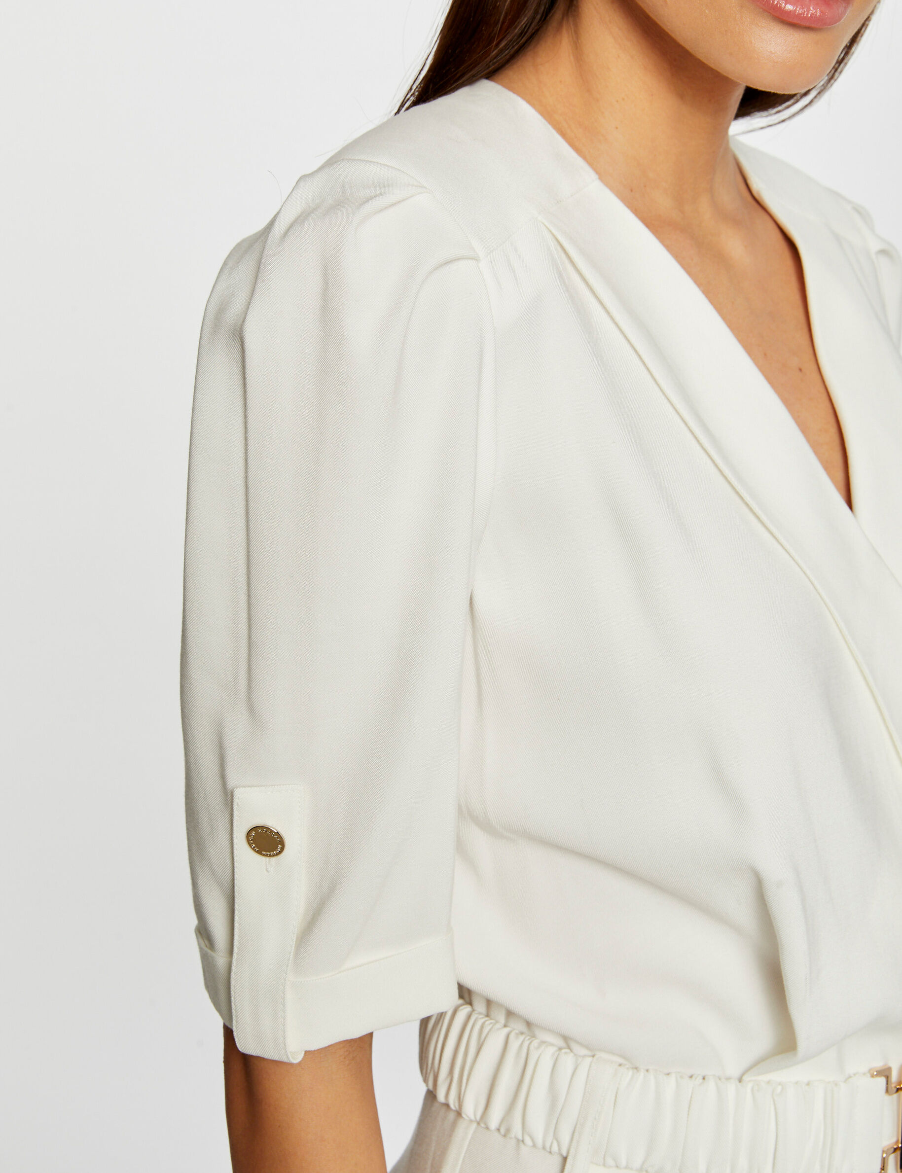 Combinaison droite avec ceinture ecru femme - ecru